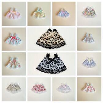 1pc Cute Mini Floral Dress 10cm-15cm Doll Clothes, Handmade Fabric, Sweet Retro Style, Lightweight And Comfortable, Can Match With Hats And Outfits, Suitable For 17cm Mini Flower Skirt Doll, Great For Cosplay, Collection And Photo Display