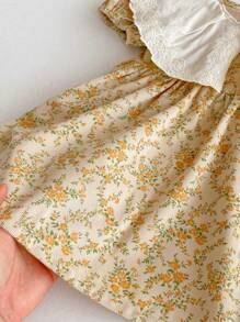 Robe à col claudine à fleurs lune et dentelle style coréen pour bébé fille, automne