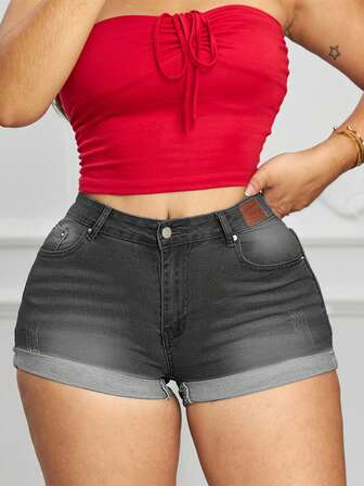 Chicsale Women's Mid-Rise Slim Fit Denim Shorts