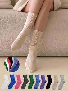 1/2/3/5 Pares de Calcetines mujer de pila rota de unicolor, calcetines de tripulación con agujeros rotos, estilo vintage, gruesos, para pareja, calcetines hasta el tobillo con agujeros en la calle