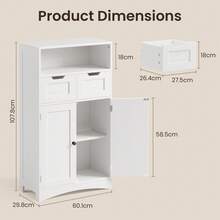 Asofer Bathroom Cabinet With 2 Drawers, Adjustable Shelf, Multifunctional, For Bathroom, Bedroom, Hallway (60 X 30 X 108 Cm) - trắng - Xem 2