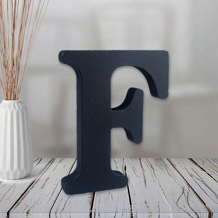 Local Delivery-- 4 Inch Black Wood Letters Unfinished Wood Letters For Halloween Decorative Standing Letters Slices Sign Board Decoration For Craft Home Party Projects (A) - F - View 1