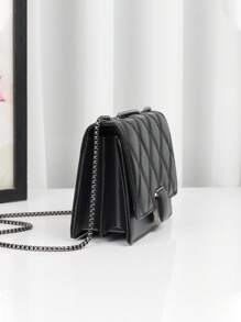 Bolsa de Ombro Acolchoada de Couro Sintético Bordada da Moda para Mulheres com Corrente Metálica, Adequada para Ir e Vir do Trabalho, Compras, Presentes, Encontros, Porta-Celular