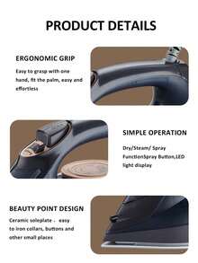 SOKANY Dampfbügeleisen, Elektrobügeleisen, Kleidung Bügelfreihalter, 2200 Hochleistung, Schnellaufheizung, mehrstufige Temperatursteuerung, freie Umschaltung. Großer Wassertank, keine häufige Nachfüllung nötig, sofort einsatzbereit. Mit Sprühtaste und LED-Anzeige. Keramik-Bügelsohle, einfaches Bügeln auch kleiner Bereiche wie Kragen und Knöpfe. Geeignet für Familien, ein Haushaltshelfer für Geschäftsleute entworfen.