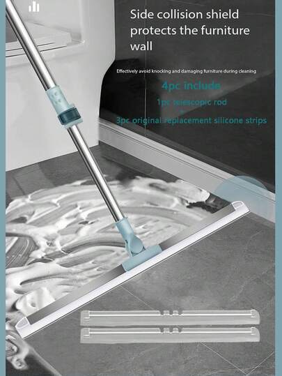 1PC Durable Seamless Fit Thickened Silicone Magic Broom, Both Dry And Wet Use, Retractable Silicone Floor Scraper, Bathroom Floor Wiper, Window Wiper, Water Wiper, Magic Broom Suitable For Floors, Glass, Tiles, Windows, Removing Water Stains, Dust, Pet Hair, Cleaning Supplies, Cleaning Tools,The Style Of The Item Will Be Randomly Dispatched.