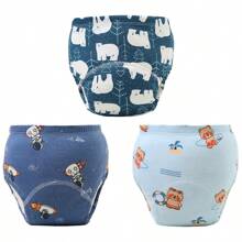 6 piezas de pantalones de entrenamiento para bebé con estampado de animales lindos - Textura suave, adecuado para todas las estaciones, ajuste regular, apto para entrenamiento de ir al baño, diseño de estampado alegre, ajuste cómodo para actividades al aire libre y ropa de dormir para niños y niñas