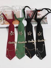 1pc Fashion Simple Y2K Punk Style Star/Goodluck/Love Decorative Detachable Self-Tie Bowknot, Suitable For Parties, Banquets, And Daily Wear - A - View 1