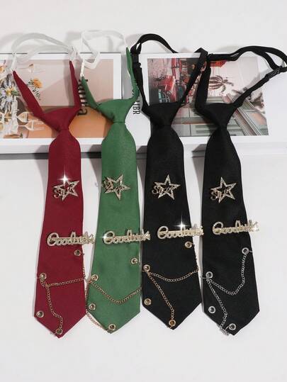 1pc Fashion Simple Y2K Punk Style Star/Goodluck/Love Decorative Detachable Self-Tie Bowknot, Suitable For Parties, Banquets, And Daily Wear