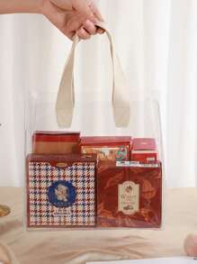 Transparent Print Gift Bag Shopping Storage Bag, Gift Packaging Bag, Party Holiday Decoration, Daily Storage Packaging Bag,Wedding Decoration Bridesmaid Gifts, Mother's Day Gift Packaging