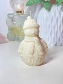 1 pieza Molde de silicona con diseño de muñeco de nieve trenzado, apto para hacer velas con aroma, jabones hechos a mano, decoración de escritorio de concreto, arte de resina, ideal para ornamentos de sala de estudio, regalos de fiesta de Año Nuevo, mercado de invierno, con textura clara y fácil desmoldado