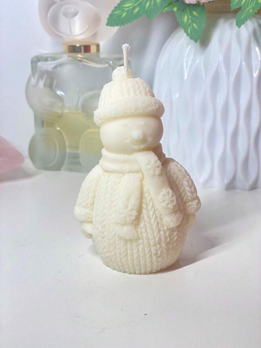 1 pieza Molde de silicona con diseño de muñeco de nieve trenzado, apto para hacer velas con aroma, jabones hechos a mano, decoración de escritorio de concreto, arte de resina, ideal para ornamentos de sala de estudio, regalos de fiesta de Año Nuevo, mercado de invierno, con textura clara y fácil desmoldado