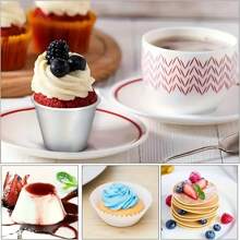 1/3/5 PCS Aluminum Baking Cups, Small Round Baking Molds, Nonstick Mini Pudding Molds - Round Baking Cups For Desserts, Tarts, And Eggs For Ovens, Used For Making Round Pudding Cake Cups, Round Pudding Cake Cups, Jelly Molds