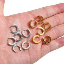 1/6 Pcs 304 Stainless Steel 18k Gold-Plated Ring Ear Hook DIY Material Polished Earring Base Accessory Simple And Practical