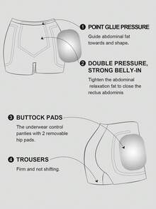 1pc Women Waist Trainer Shorts With Butt Pads, Seamless Shapewear Tummy Control Panty - Black - View 7