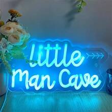 1 pièce Petite Enseigne au Néon pour Antre d'Homme - Lumière murale bleue glacée alimentée par USB avec contrôle d'interrupteur, décoration murale en plastique pour la maison, les anniversaires et les scènes des fêtes (sans batterie requise), Décoration murale en néon LED, Éclairage de fête