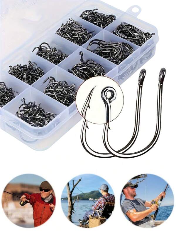 Hameçons de pêche, 100/200/300 pièces, 10 tailles différentes, pour la pêche à la mouche, hameçons barbelés pour carpes, accessoires de pêche en mer, kit complet pour la pêche aux coquillages, calamars, carassins et carpes. Équipement essentiel.