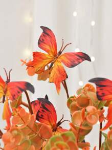 2PCS/4PCS/6PCS Bundle Artificial Autumn Flowers Fake Plastic Plants Indoor And Outdoor Hanging Flower Pots Non Fading Artificial Autumn Plants Thanksgiving Christmas Wedding Party Home Garden Fireplace Decoration