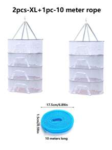 1pc/2pcs Multi Functional Drying Net, Clothes Drying Net, Household Vegetable Drying, Fish Drying, Foldable Drying Net, Layered Drying Basket,Bring A 10 Meter Drying Rope