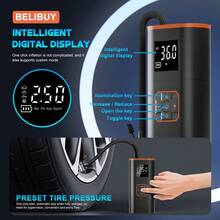 Compresor de aire portátil para inflar neumáticos, bomba de aire portátil 3 veces más rápida y arrancador de potencia, adecuado para neumáticos de automóvil, bomba de aire inalámbrica de 180 PSI con batería potente, con manómetro digital, adecuado para neumáticos de automóvil, bicicleta y motocicleta, pelotas deportivas - Negro - Ver 4