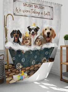 1pc/4pcs Funny Dogs Dachshund Shower Curtain Set Including Shower Curtain With 12 Plastic Hooks, Bathroom Non-Slip Mat, Toilet U-Shaped Mat, Cover Mat Vintage Animal Pets Cute Hilarious Modern Home Decor Bathroom Accessories Back To School