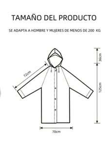 Capa impermeable portátil para lluvia tipo gabardina, poncho - Negro - Ver 8