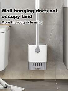 A Wall-Mounted Toilet Brush Set With A Long Handle - Featuring Soft Silicone Bristles, No Dead Corners, Equipped With A Paper Holder And Towel Rack, Manual And Non-Electric, Designed To Save Space.