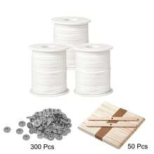 3 Roll 183 Meters Candle Wicks, Wax Wick, Lamp Wick, Candle Wick Rope, Cotton Candle Wicks Roll, Handmade Candle Supplies, Smokeless Cotton Candle Wick For DIY Handmade Candle Making Candles DIY Craft