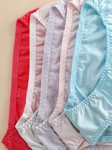 5pcs Women's Underwear, Thin Rhinestone Letters, Mid-Waist Simple And Comfortable Briefs - Multicolor - View 3