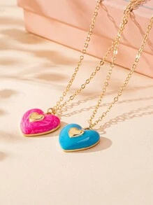 1 pièce Collier pendentif en forme de cœur de dopamine mignon et doux, polyvalent et adapté pour être porté par les femmes