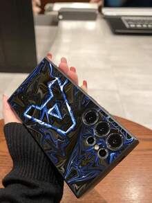 1 件 Techno 风格字母图案防震防滑黑色手机壳，适用于 Galaxy A04e/A05s/A13/A14/A15/A34/A35/A50/A52/A53/A54/S21/S22/S23/S24/S25/S25 超防水防摔防刮 - 黑色 - 查看 7