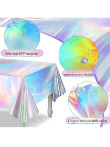 1pc/3 Pcs Rainbow Party Tablecloth Mermaid/Birthday Party Tablecloth 54'' X 108'' Rainbow Holographic Rectangle Tablecloth For Wedding Christmas Party Decoration, Party Party Decoration Supplies Birthday Tablecloth Laser Photo Prop Disposable Dazzling Tablecloths