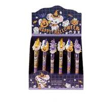 6 支返校夜光卡通圆珠笔，趣味万圣节设计，0.5 毫米树脂可爱按压笔，学生学校用品 - 黑色 - 查看 2