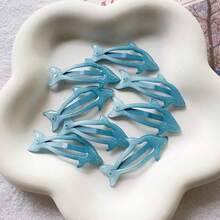 1 件夏季蓝色海豚可爱发夹，女孩刘海发夹配饰，简约飘逸发夹，清新可爱，女士适用，美发工具，美容配饰，卷发适用，秋季，旅行，美发工具，美发用品，秋季，女士适用，旅行，女士，美发工具，美发用品，美容配饰，礼物，旅行，头部配饰，抓夹 - 彩色 - 查看 4