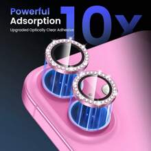 Metal Rhinestone Camera Lens Protector Glass Compatible With IPhone 16 Pro Max Plus Lens Protector Ring Compatible With IPhone 16 15 14 13 12 11 Camera Film Gift For Birthday, Family, Friends Sparkling Crystal, Lens Protector, Phone Accessories