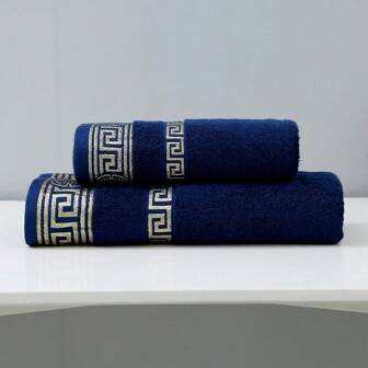 1 luxe, klassieke jacquardpatroon, zachte, absorberende badhanddoekenset, dun en gemakkelijk mee te nemen. Afmetingen: 34,5*74,5 cm / 49,7*99,5 cm. Zacht aanvoelend. Geschikt voor badkamer, douche, zwembad, hotel, volwassenen. Hoogwaardig thuisgebruik en cadeau. Terug naar school voor schoonheidssalons en badkamers.