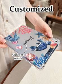 Custom Graphic & Letter Print Turtle Painted Transparent Protective Case For IPad 10.2" (2022/2021/2020), IPad Air 5, IPad 9th Gen, IPad Mini 5/6, IPad Pro 11", Silicone Cover