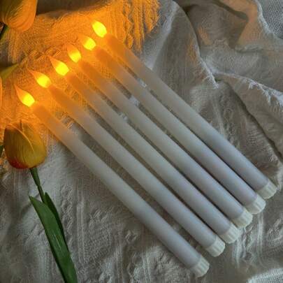 6/12/48 قطعة من الشموع المخروطية LED بدون لهب تعمل بالبطارية ، شموع مخروطية وامضة طول 27 سم ، شموع LED عالية مناسبة لأعياد الميلاد وعيد الحب والكنائس والأعراس