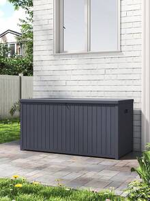 LIVINGANDHOME Living And Home 125L Waterproof Storage Box - Heavy-Duty Outdoor Garden Cushion Organizer With Lockable Lid  Black/Grey - Grey - View 5