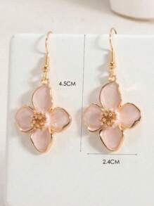 1 Paar Mode High-End Luxus elegante süße vielseitige Emaille-Blumen-Ohrringe mit vier Blütenblättern in Rosa, geeignet für den täglichen Gebrauch und den Urlaub, Frühling/Sommer