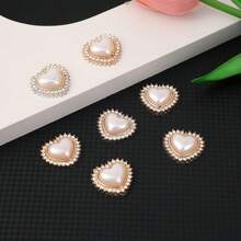 10pcs/30pc Heart-Shaped Rhinestone & Faux Pearl Decor Home Clothing Accessories DIY Jewelry Making Supplies