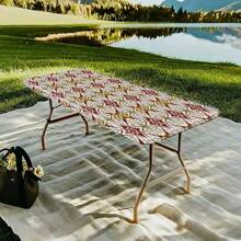 1 Stück Tischdecke mit elastischem Rand, leicht und waschbar, barockes minimalistisches Muster geeignet für Heimveranstaltungen, Outdoor-Picknicks, Themenfeiern, Innen- und Außenbereich
