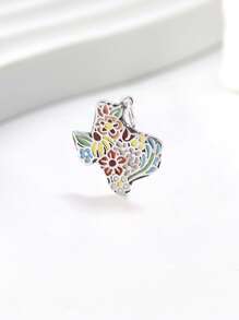 1pc Simple And Unique 925 Sterling Silver Enamel Texas Forged Charm DIY Pendant Delicate Jewelry Gift For Women Or Men