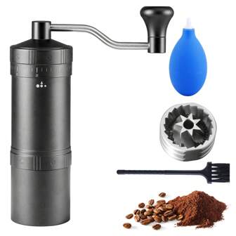 Macinacaffè manuale portatile con nucleo in acciaio, design a cinque stelle, macina caffè a manovella per uso esterno