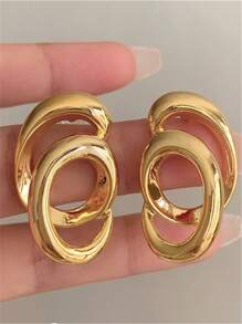 1 Paar vintage Cut Out rotierende Metall-Ohrringe, Frauen Partys, Reisen, Festivals, Bankette, Hochzeits-Accessoires