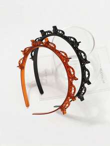 1/2pcs Women's Woven Headband, Double-Layer Hollow Pressure Hair Hoop, Bangs Hairband Decor, Suitable For Daily Outing, Casual, Party, Commuting, Vacation, Face Washing, Makeup, Summer Outfit Matching And DIY, Summer Hair Clip, Headband, Cute Hair Accessories - Multicolor - View 9