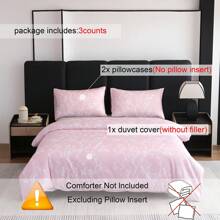 3Pcs Foliage Plant Floral Print Duvet Cover Set (2*Pillowcase, 1*Duvet Cover, No Filling), Pink Bedding, Super Soft And Breathable Polyester Material, Suitable For All Seasons, Zipper Closure, Perfect For Bedrooms, Guest Rooms Or Dormitories.