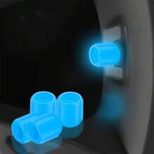 4pcs Glow-In-The-Dark Valve Caps, Universal For Cars, Motorcycles And Bicycles, Improved Security, Hexagonal General Accessories