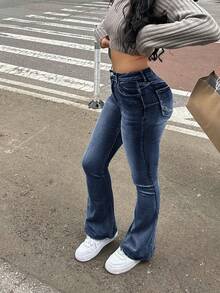 Women's Autumn Vacation Style Casual Ins Distressed Skinny Flare Jeans