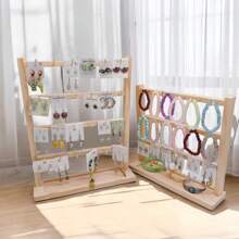 1 Stück Schmuckorganizer Ständer aus Holz mit mehreren Haken, 1 Stück eleganter Schlüsselhalter & Schmuckständer aus Holz mit Haken - multifunktionale Aufbewahrung & Organisation für den Schreibtisch, geeignet für Ohrringe, Ketten, Armbänder, Schlüssel - massiver Holzständer