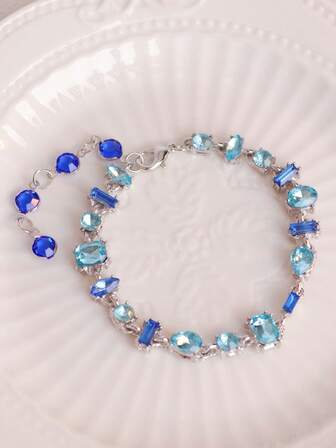 1 st damermband med elegant blå kubisk zirkonia, lyxigt och mångsidigt vänskapsarmband, present till högtiderna